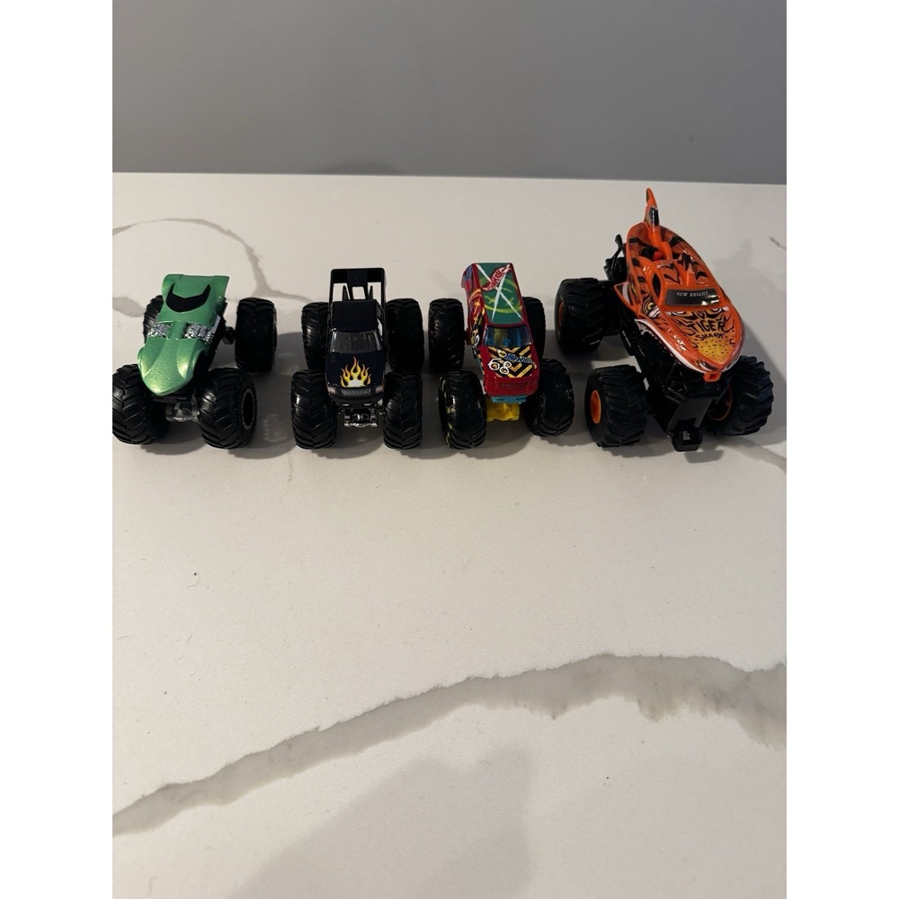 Lot of 4 Mattel Hot Wheels Diecast Monster Jam Trucks